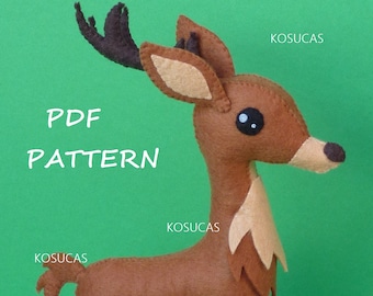 PDF pattern to make a felt reindeer.