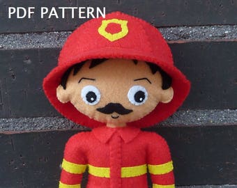 PDF pattern to make a felt firefighter.