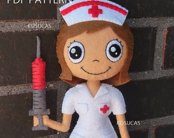 PDF pattern to make a felt nurse.