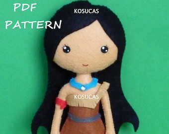 PDF sewing pattern to make a felt native princess.