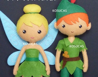 PDF sewing pattern to make a felt Fairy and a felt Peter Pan.