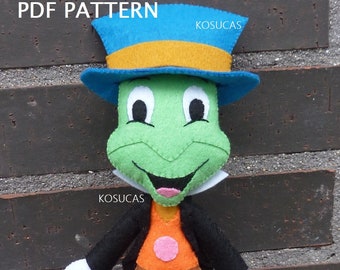 PDF pattern to make a felt Jiminy Cricket.