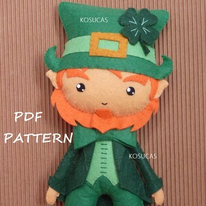 PDF sewing pattern to make a felt leprechaun.