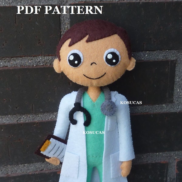 PDF pattern to make a felt doctor.