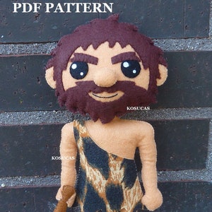 PDF sewing pattern to make a felt caveman.