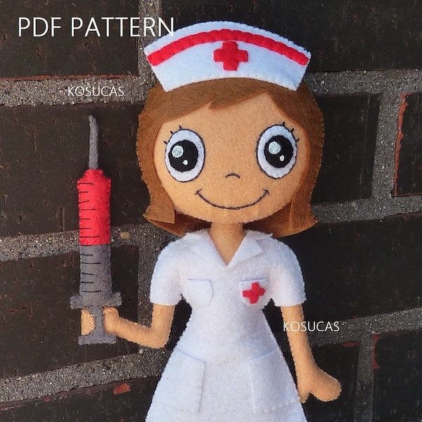 PDF pattern to make a felt nurse.