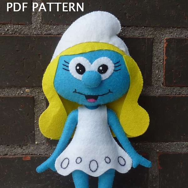 PDF pattern to make a felt Smurfette.