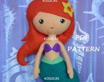 PDF Nähanleitung zur Herstellung einer Filzpuppe inspiriert von der kleinen Meerjungfrau