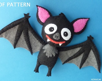 PDF pattern to make a felt bat.