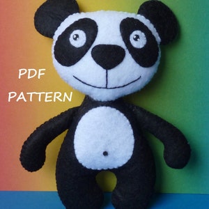 PDF sewing pattern to make a felt koala bear and a panda bear. image 3