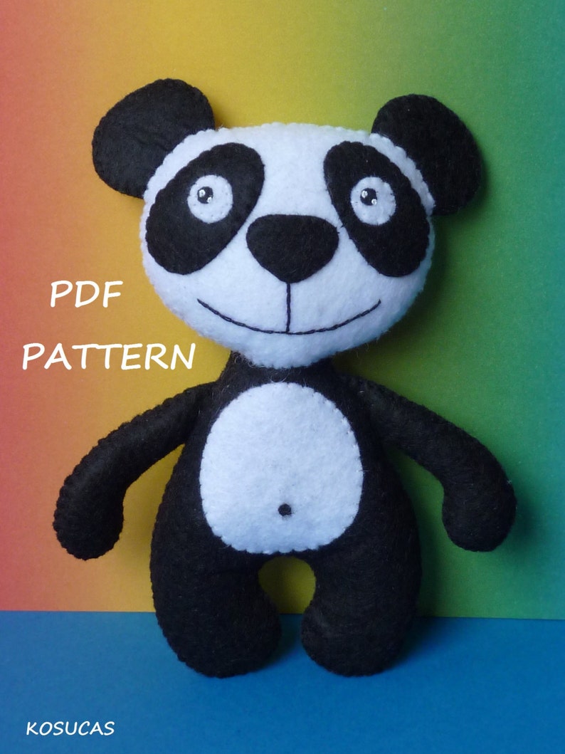 PDF sewing pattern to make a felt koala bear and a panda bear. image 3