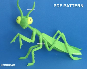 PDF pattern to make a felt praying Mantis.