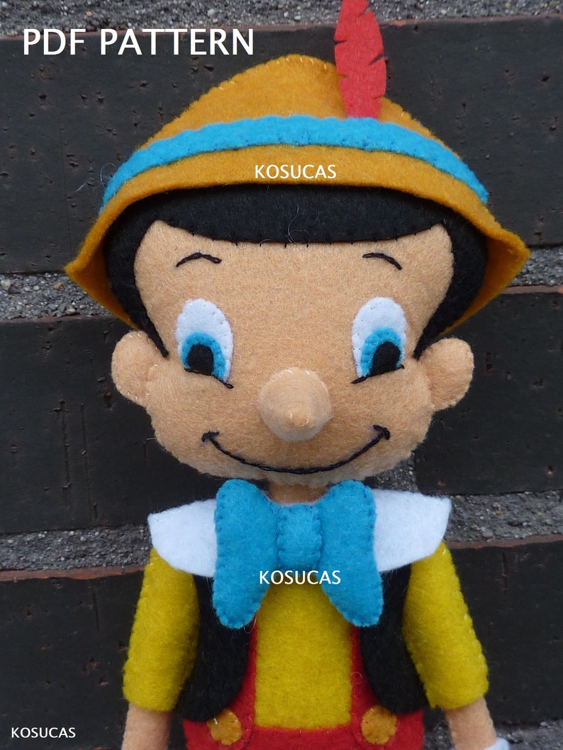 Pinocchio Puppet Pattern PDF Pattern to Make a Felt Pinocchio. - Etsy