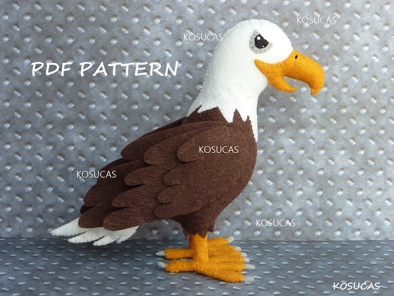 PDF pattern to make a felt eagle. image 1