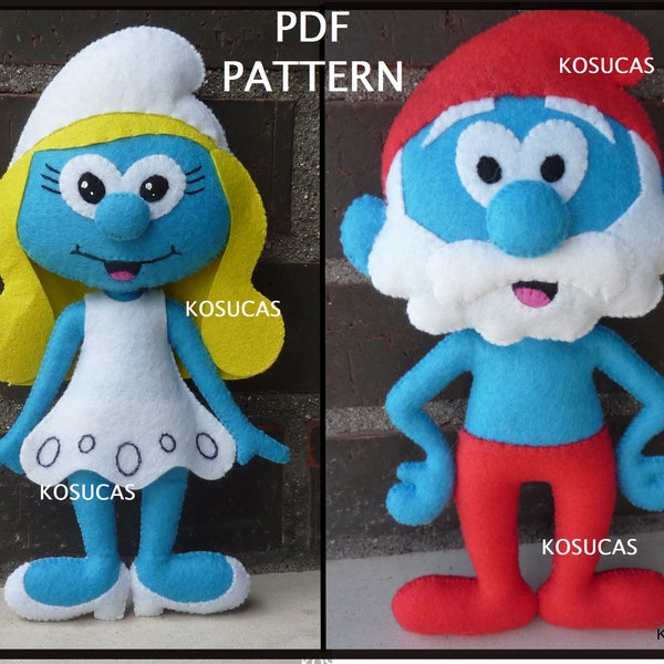 PDF pattern to make a felt blue gnomes.