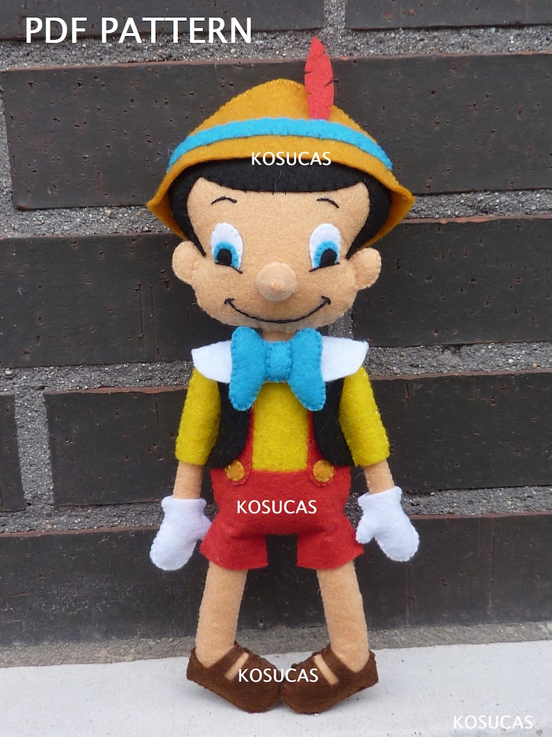 Pattern For Pinocchio Overalls PDF Pattern to Make a Felt Pinocchio. - Etsy