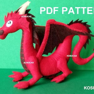 PDF pattern to make a felt Dragon.