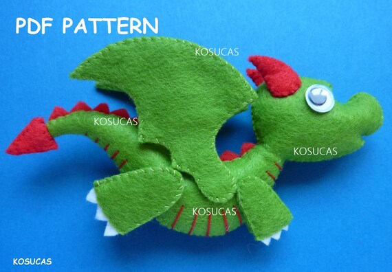 小さなフェルトのドラゴンを作るための PDF 縫製パターン。 - Etsy 日本