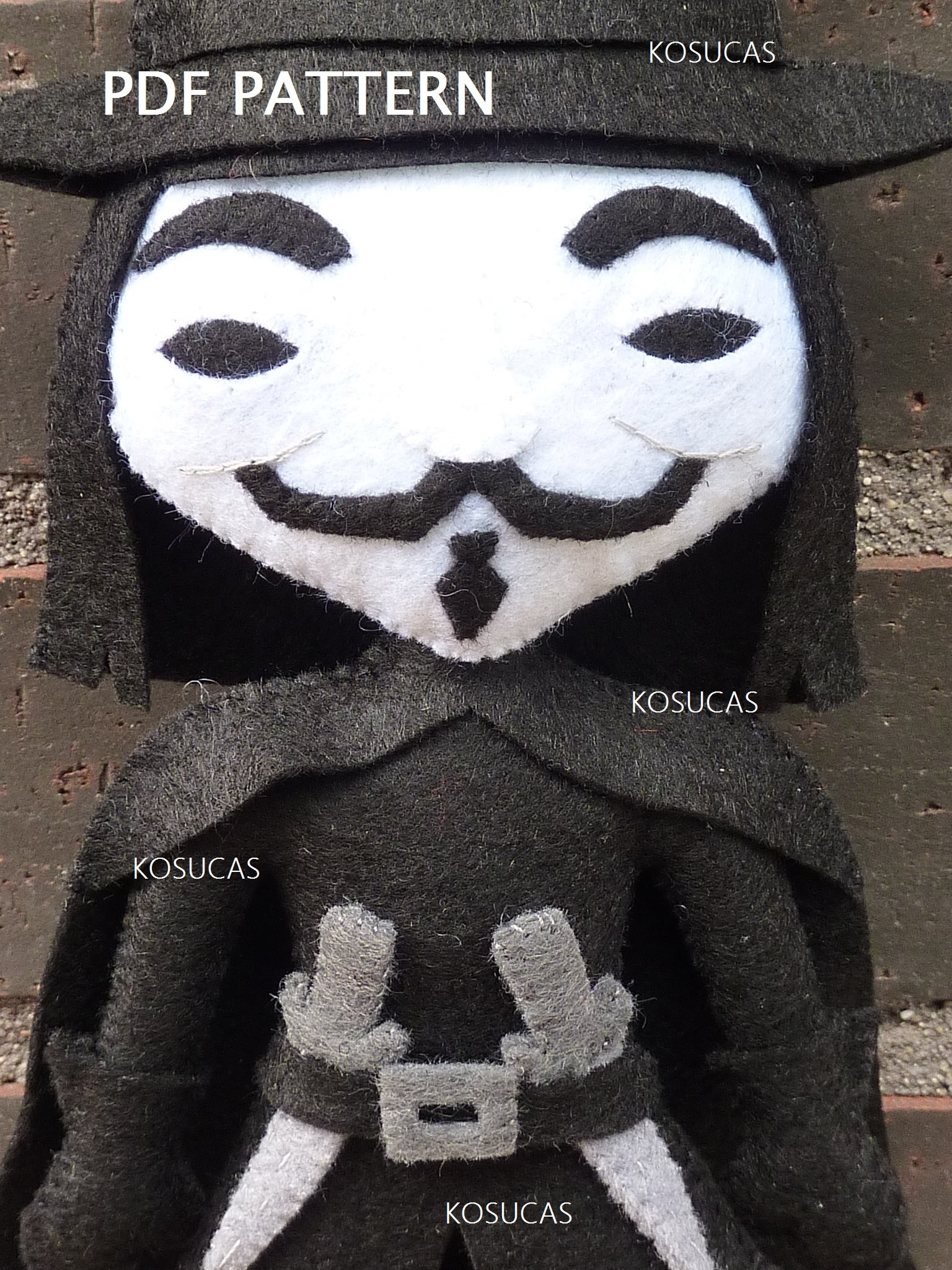 PDF Pattern to Make a Felt V (V for Vendetta O Guy Fawkes) - Etsy