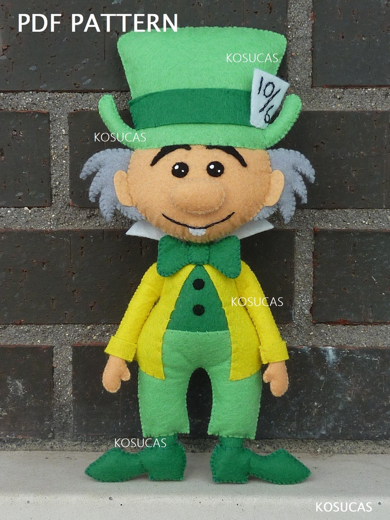 PDF tutorial to make a felt Mad Hatter. image 1
