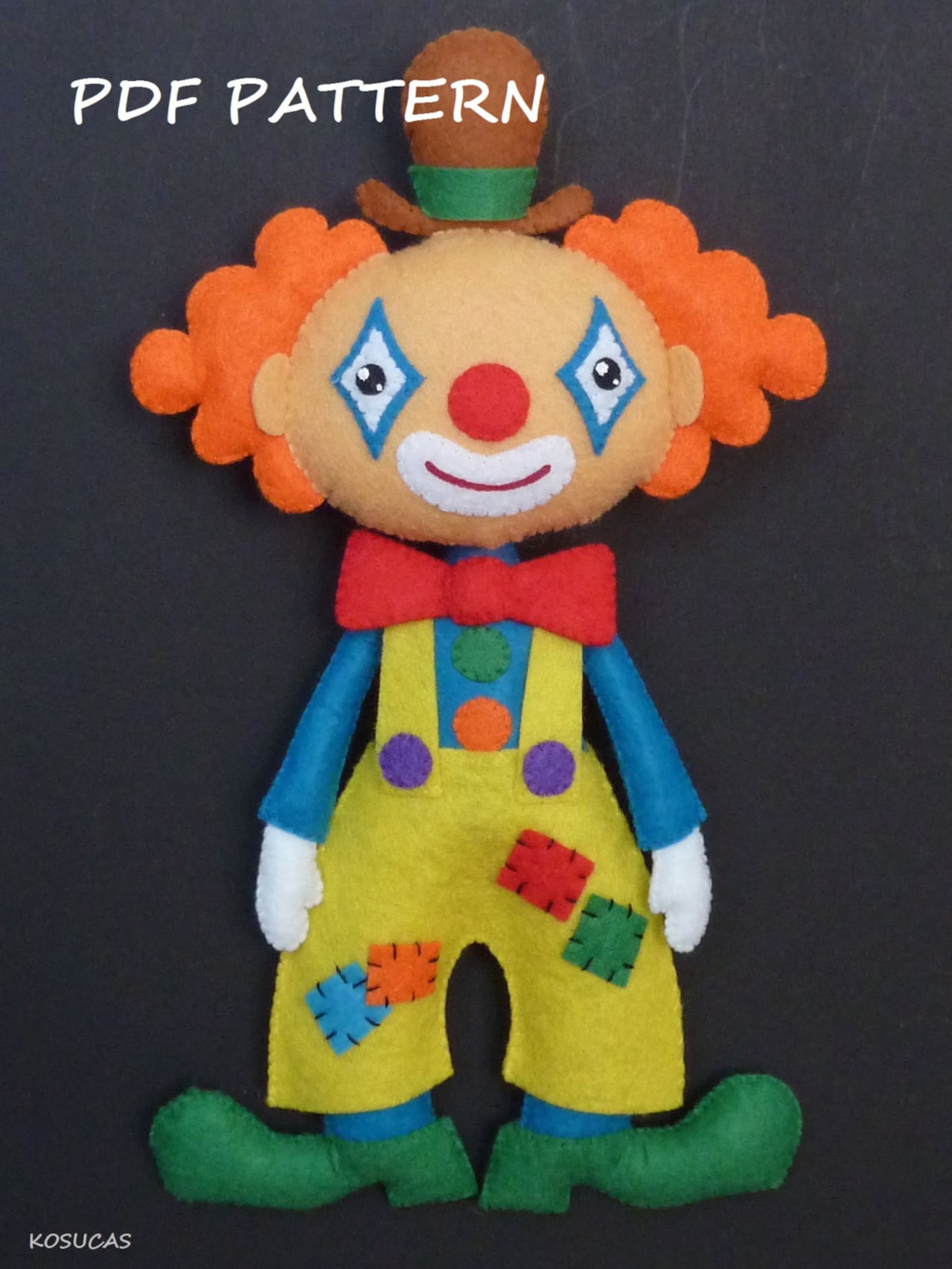 PDF Pattern to Make a Felt Clown. Etsy