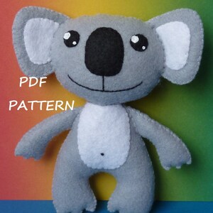 PDF sewing pattern to make a felt koala bear and a panda bear. image 2