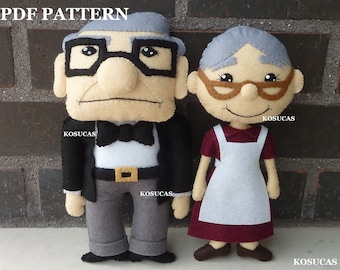 PDF pattern to make a felt grandparents couple.