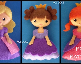 PDF sewing pattern to make a small felt princess.