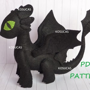 PDF sewing pattern to make a felt dragon.