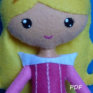 PDF sewing pattern to make a felt doll inspired in Sleeping Beauty image 3