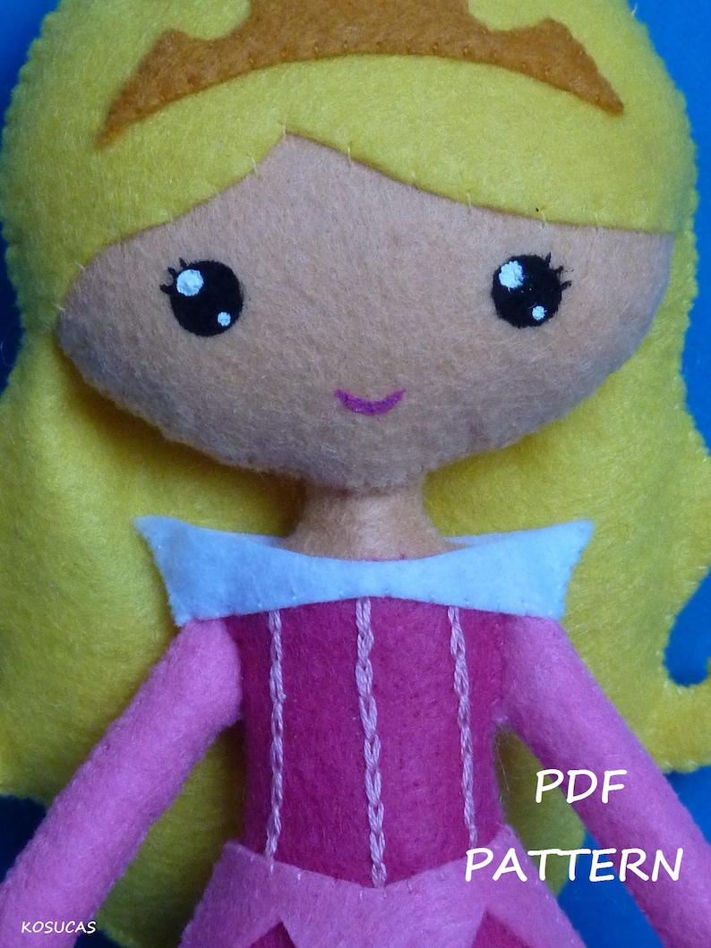 PDF sewing pattern to make a felt doll inspired in Sleeping Beauty image 3