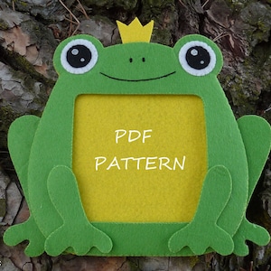 PDF sewing pattern to make felt frog frame.