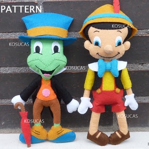 PDF tutorial to make a felt Jiminy Cricket and Pinocchio.