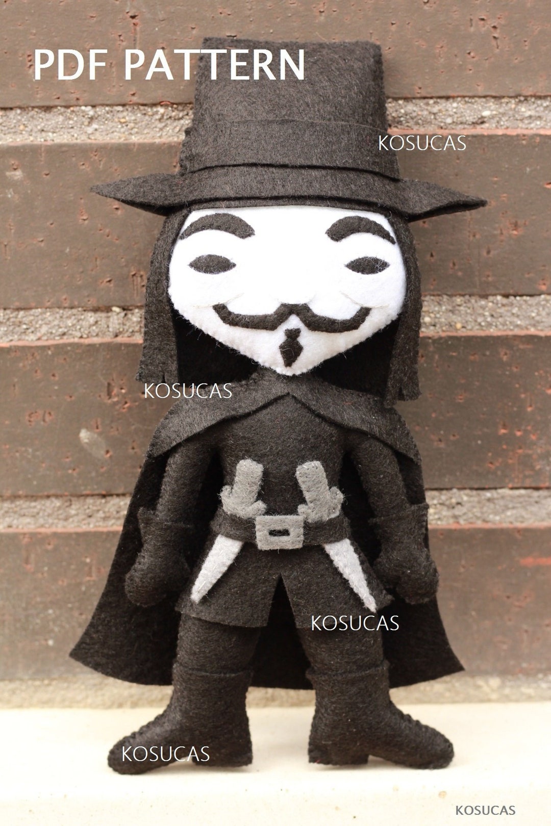 PDF Pattern to Make a Felt V (V for Vendetta O Guy Fawkes) - Etsy
