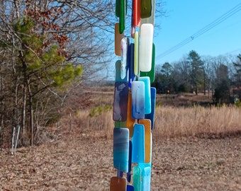 Stainglass windchime, recycled stainglass, repurpose stainglass windchime, Windchimes, glass windchime