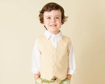 Ring Bearer Vest WITH Back BELT Infant Toddler Boys Sizes thru Youth 10 Champagne Khaki Off White