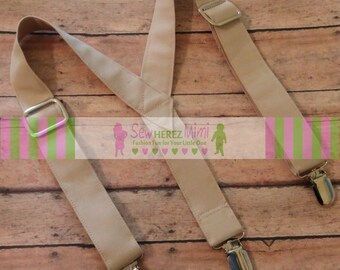 KHAKI Beige Suspenders fit Babies, Toddlers, Children and Youth up to Size 10