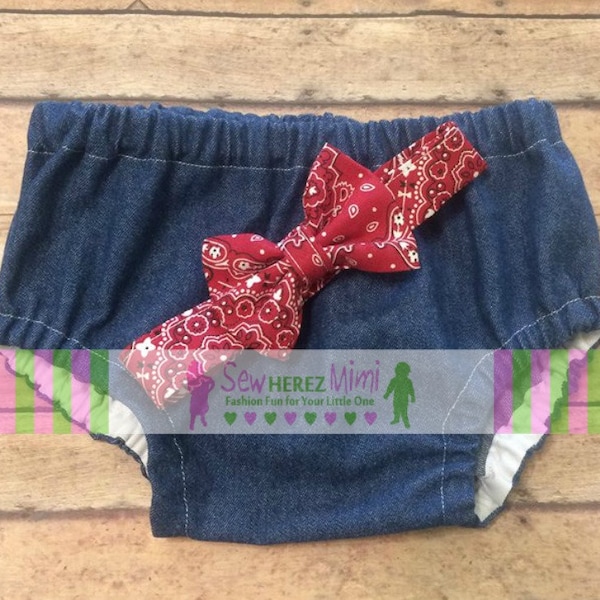 COW Farm Birthday Denim JEANS Diaper Cover Optional RED Bandana Bow Tie Cake Smash Newborn Photo Prop