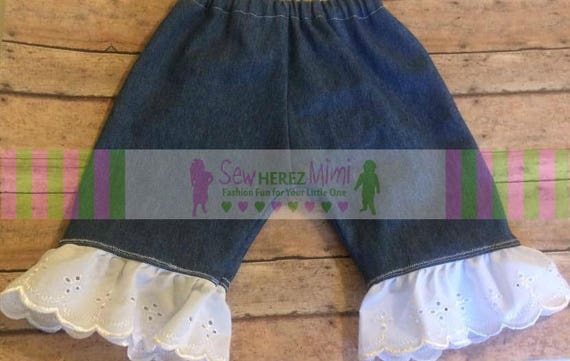 blue jean ruffle pants