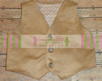 TEEN Groomsman Camel Faux Suede Vest Ring Bearer TEEN Sizes 11/12, 13/14, 15/16