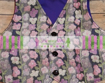 TEEN Willy Wonka Inspired Purple Costume Unisex Vest Sizes 11/12, 13/14, 15/16