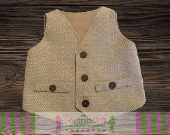 RING BEARER Cream Burlap Country Rustic Wedding Vest Infant Toddler Child Sizes thru Youth 10