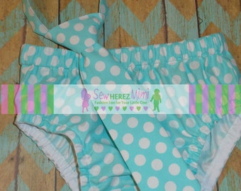 Aqua White Dot 1st Birthday Diaper Cover Necktie Cake Smash Set Dr Seuss Inspired