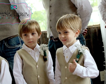 Ring Bearer Vest Stone Beige Infant Toddler Boys Sizes thru Youth 10