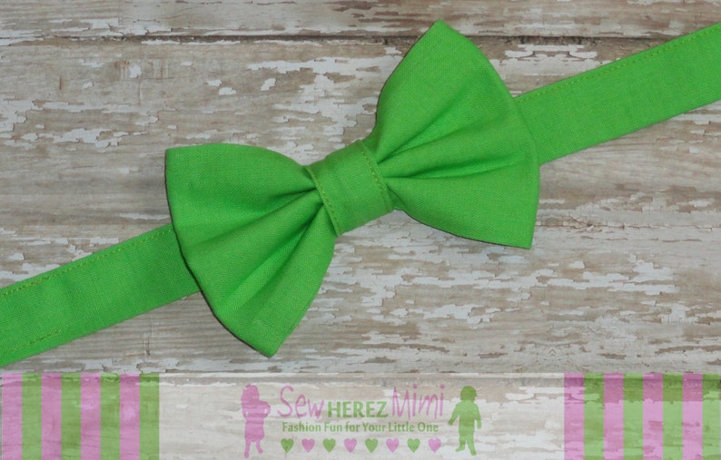 Lime Green pre-tied Bow Tie Infant, Child, Youth, Adult image 1