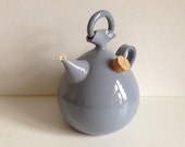 Mouse grey oil lamp. Like a kettle. Hand made, probably Scandinavian 1980.