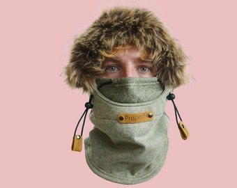 Patrón de pasamontañas de piel para la cara Patrón de costura de gorro de invierno con capucha