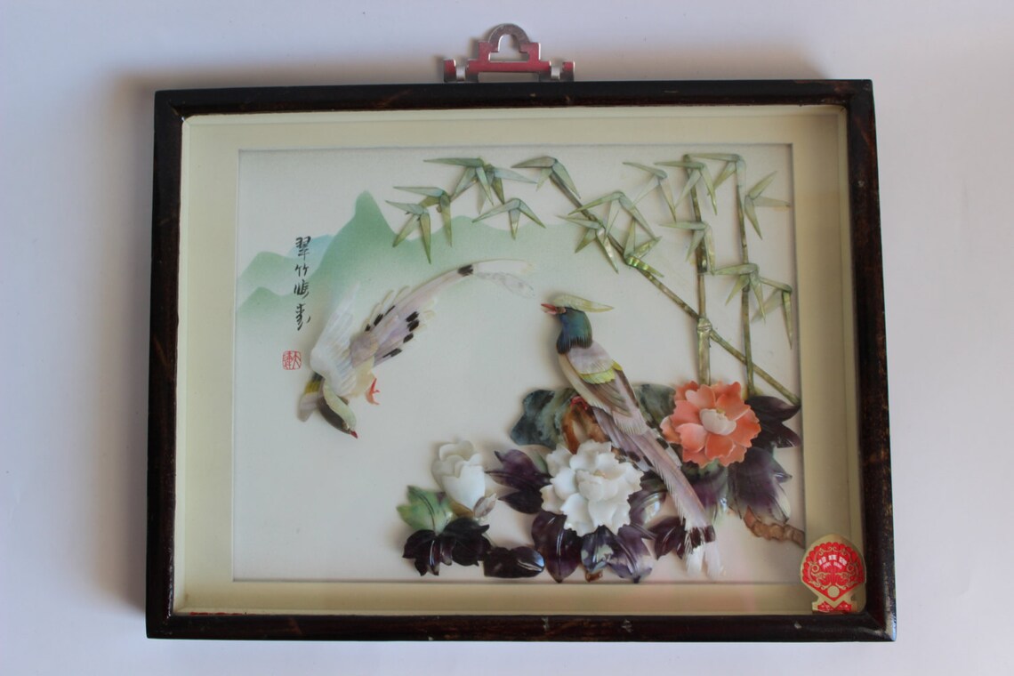 Asian 3 Dimensional Shell Art Chinese Shadow Box Art Etsy