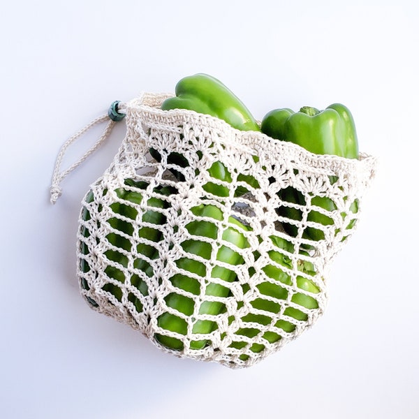 Tall Thistle Small Reusable Mesh Produce Bag Crochet Pattern | Instant Digital Download