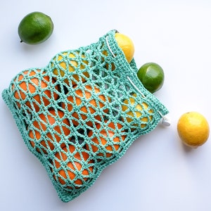 Star Lattice Small Reusable Mesh Produce Bag Crochet Pattern Instant Digital Download image 6